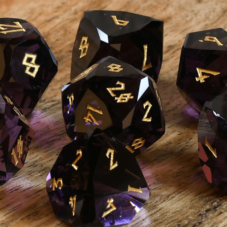 Deep Plum Multifaceted Glass Dice Set 'PRE-ORDER | SPRING EVENT DEAL' - 