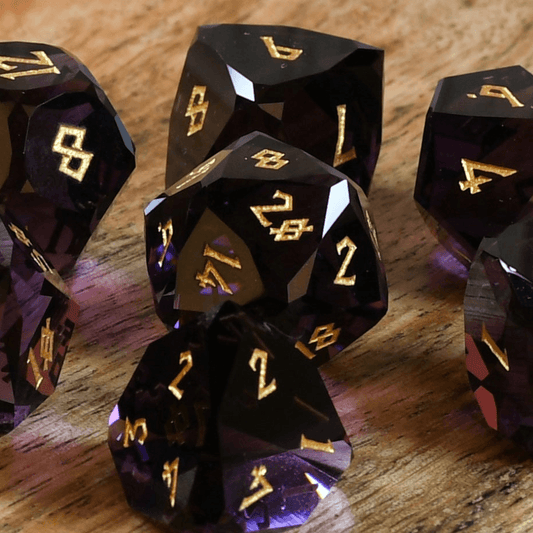 Deep Plum Multifaceted Glass Dice Set 'PRE-ORDER | SPRING EVENT DEAL' - 