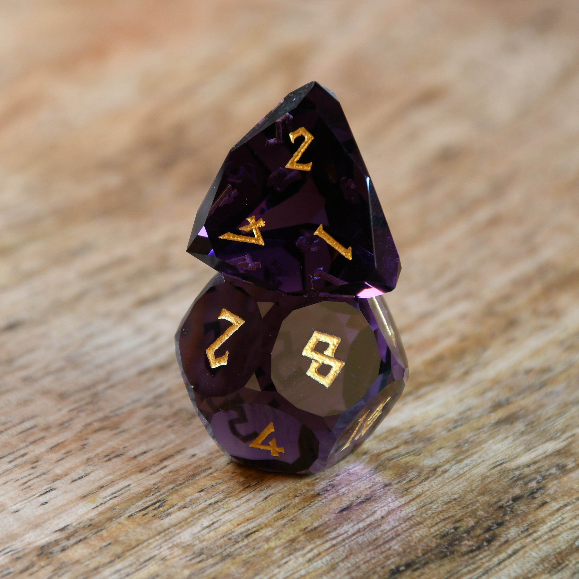 Deep Plum Multifaceted Glass Dice Set 'PRE-ORDER | SPRING EVENT DEAL' - 
