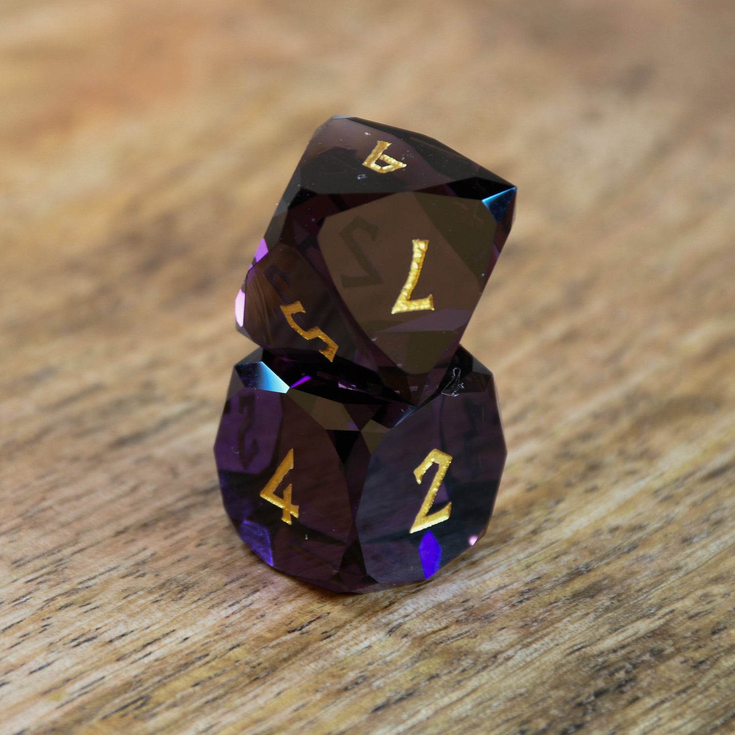 Deep Plum Multifaceted Glass Dice Set 'PRE-ORDER | SPRING EVENT DEAL' - 