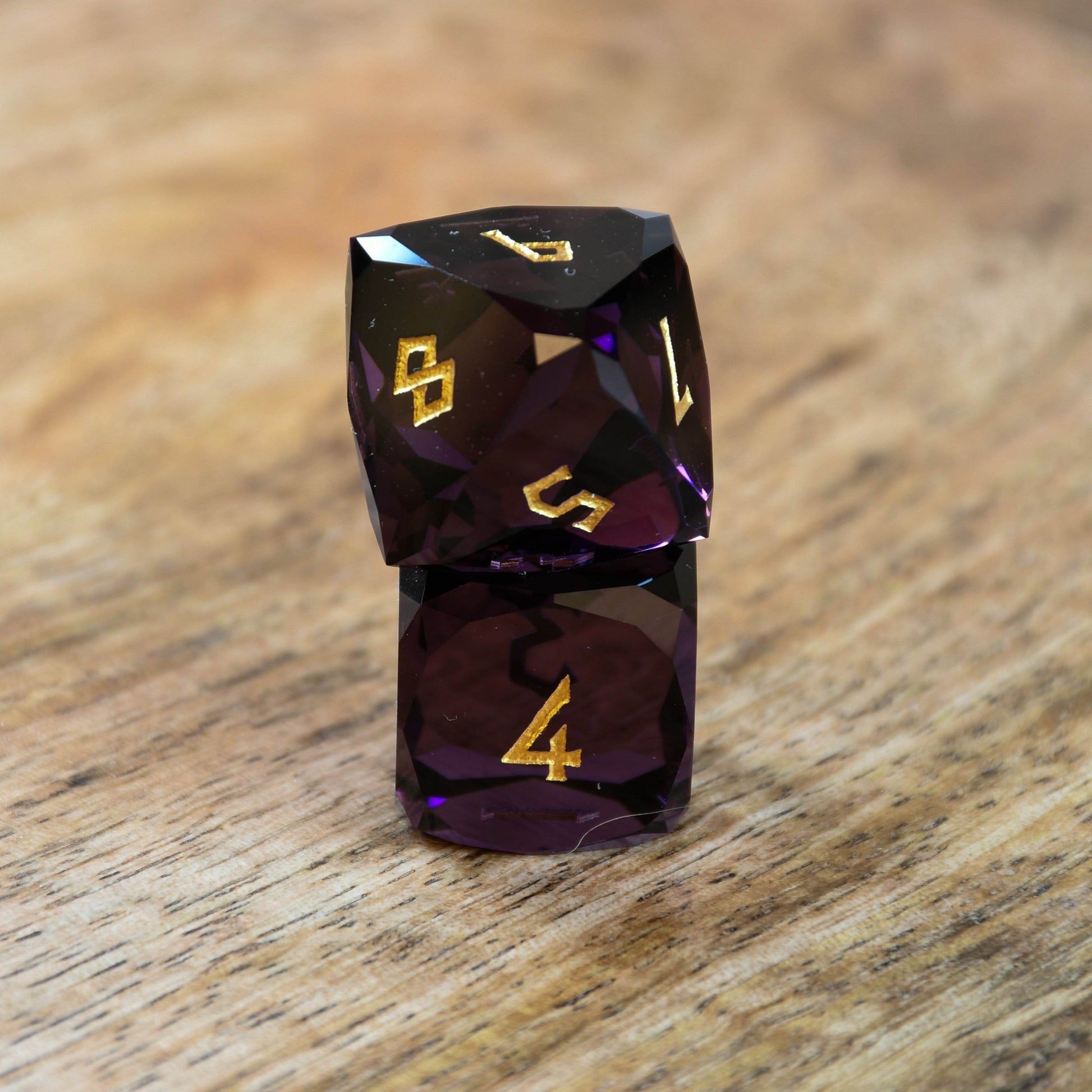 Deep Plum Multifaceted Glass Dice Set 'PRE-ORDER | SPRING EVENT DEAL' - 