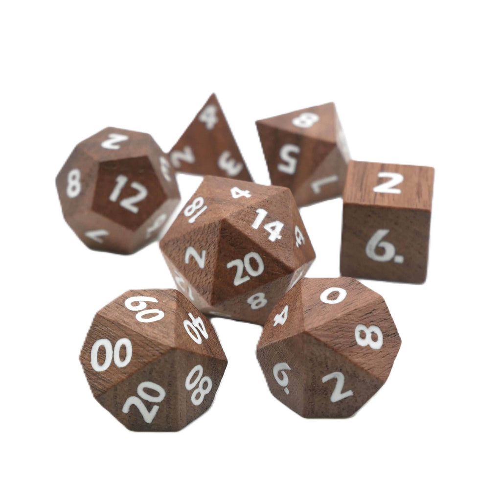 Deku Seed- 7 Piece DnD Dice Set | Wood RPG Gaming Dice - 