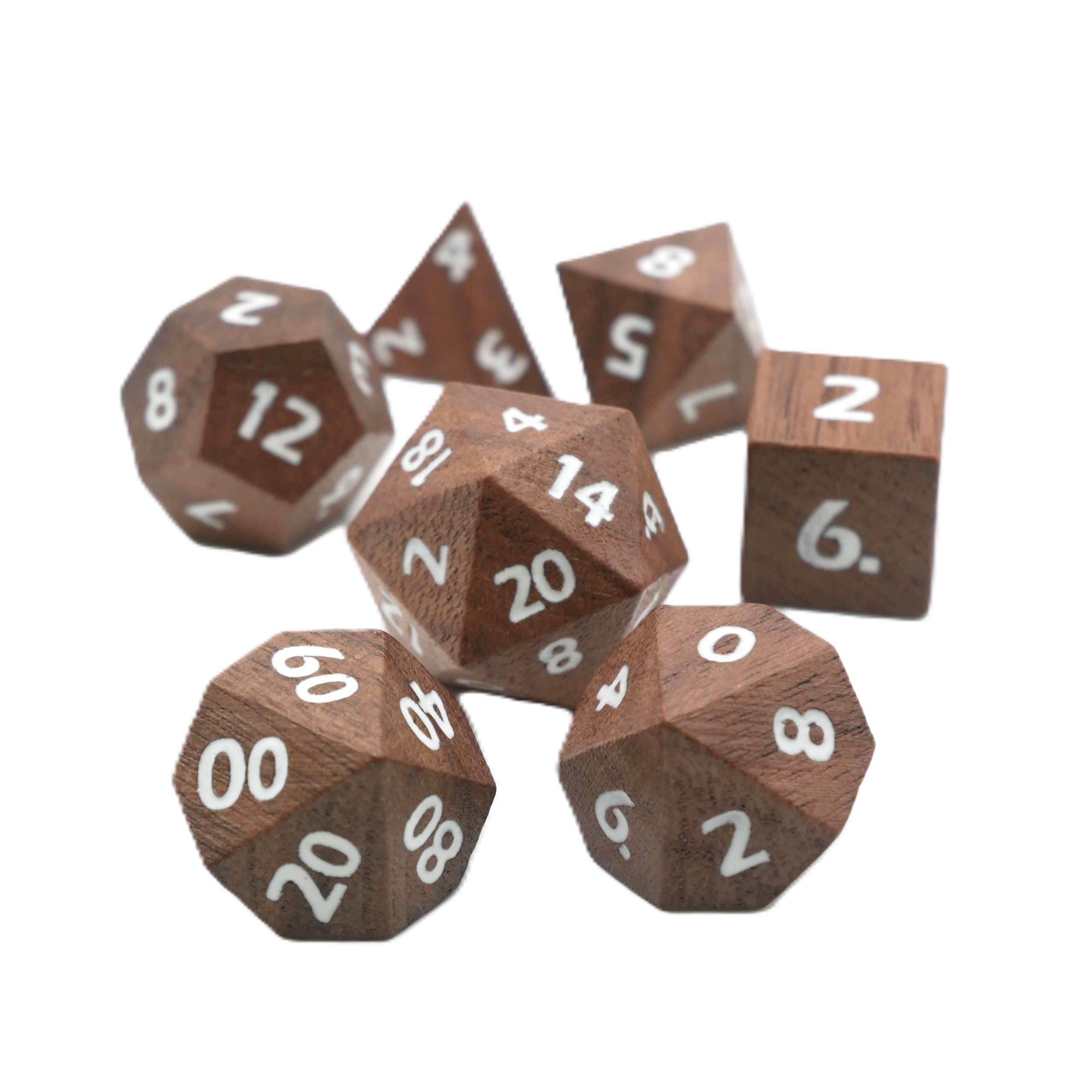 Deku Seed- 7 Piece DnD Dice Set | Wood RPG Gaming Dice - 