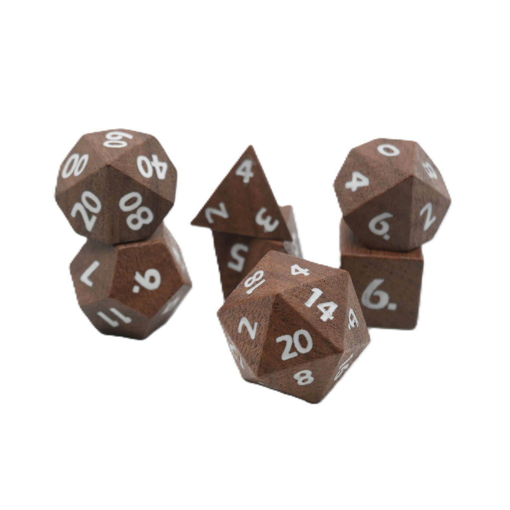 Deku Seed- 7 Piece DnD Dice Set | Wood RPG Gaming Dice - 