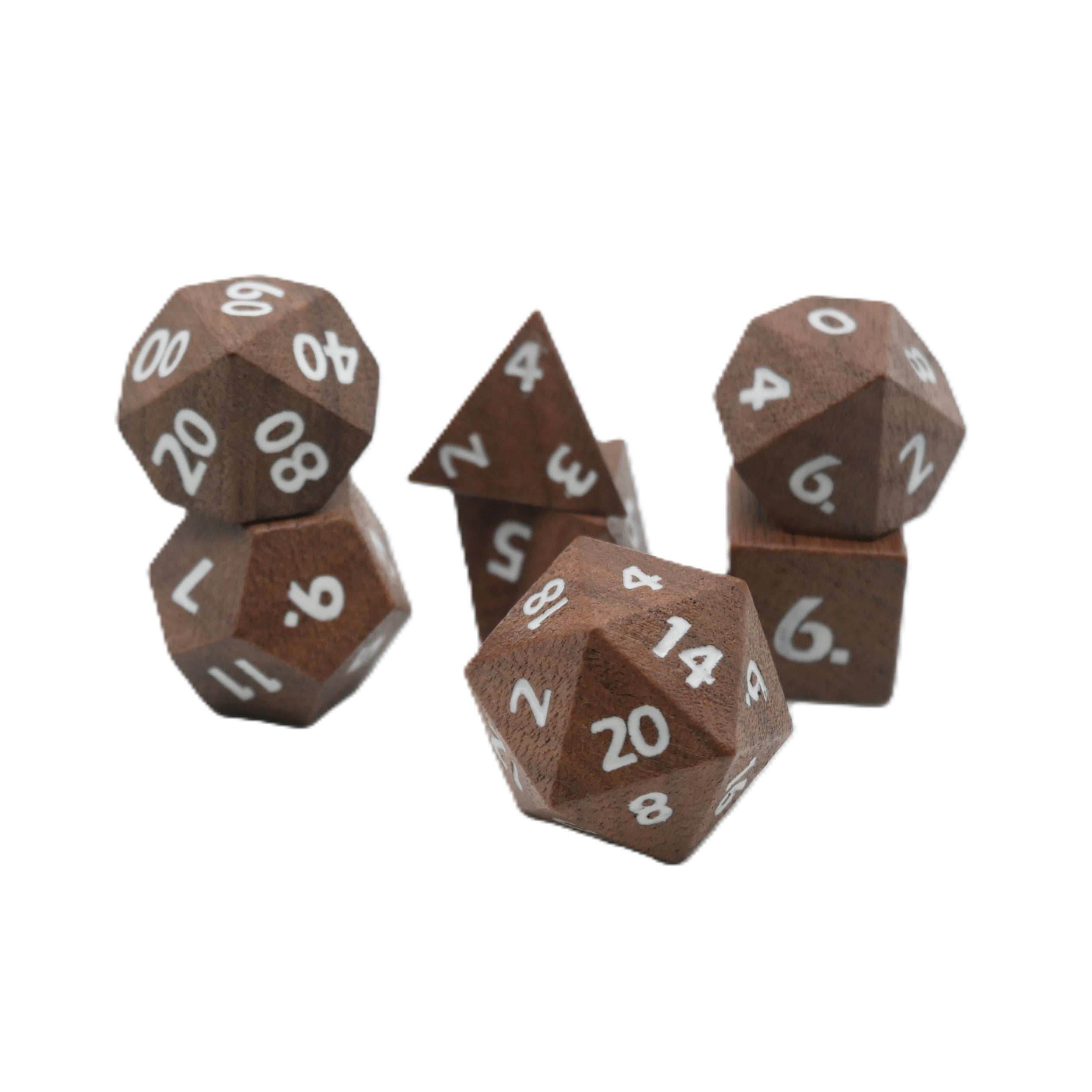 Deku Seed- 7 Piece DnD Dice Set | Wood RPG Gaming Dice - 