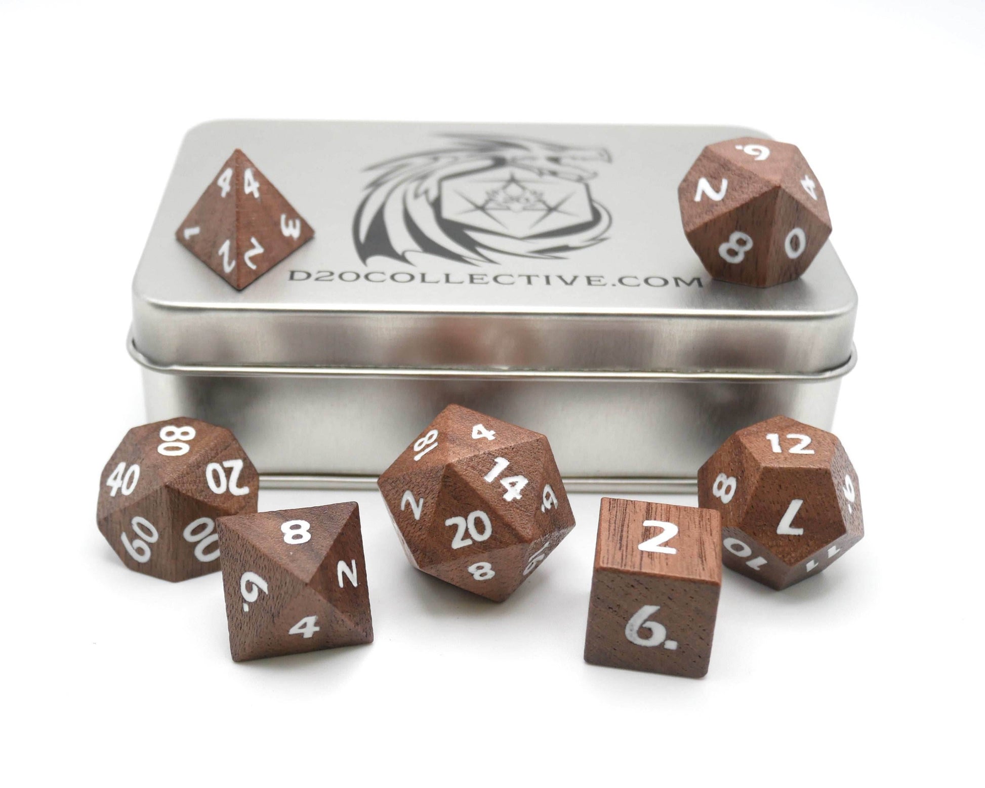 Deku Seed- 7 Piece DnD Dice Set | Wood RPG Gaming Dice - 