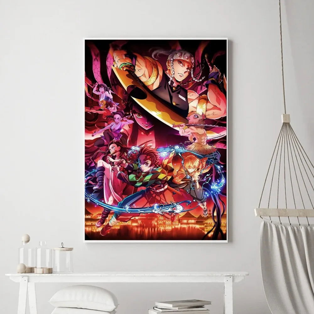 Demon Slayer Classic Anime Wall Art Poster Prints, Painting Bedroom Living Room Wall Bar Restaurant Decor