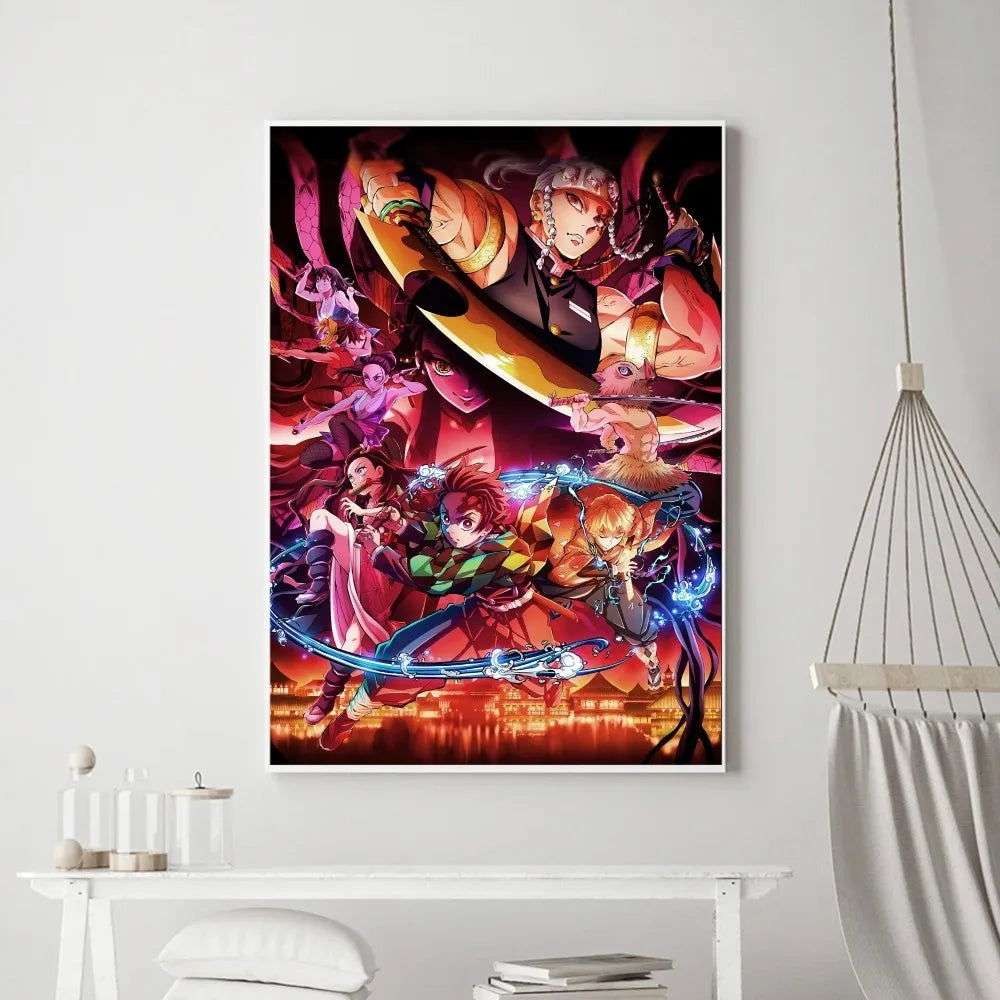 Demon Slayer Classic Anime Wall Art Poster Prints, Painting Bedroom Living Room Wall Bar Restaurant Decor