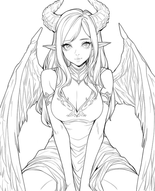 Demonic Grace Anime Coloring Page - Infinite Visibility