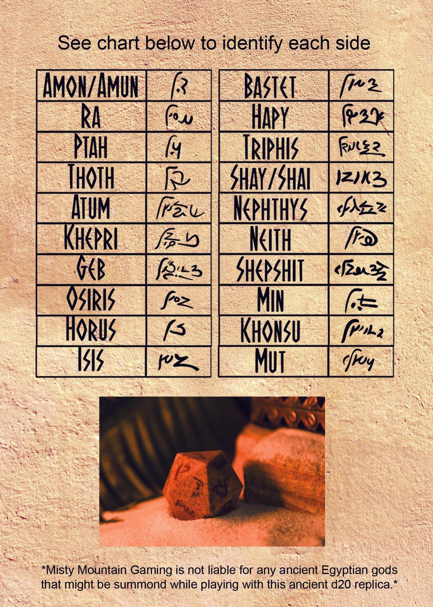 Demotic Limestone 30mm d20 - Dice Around the World Collection - 