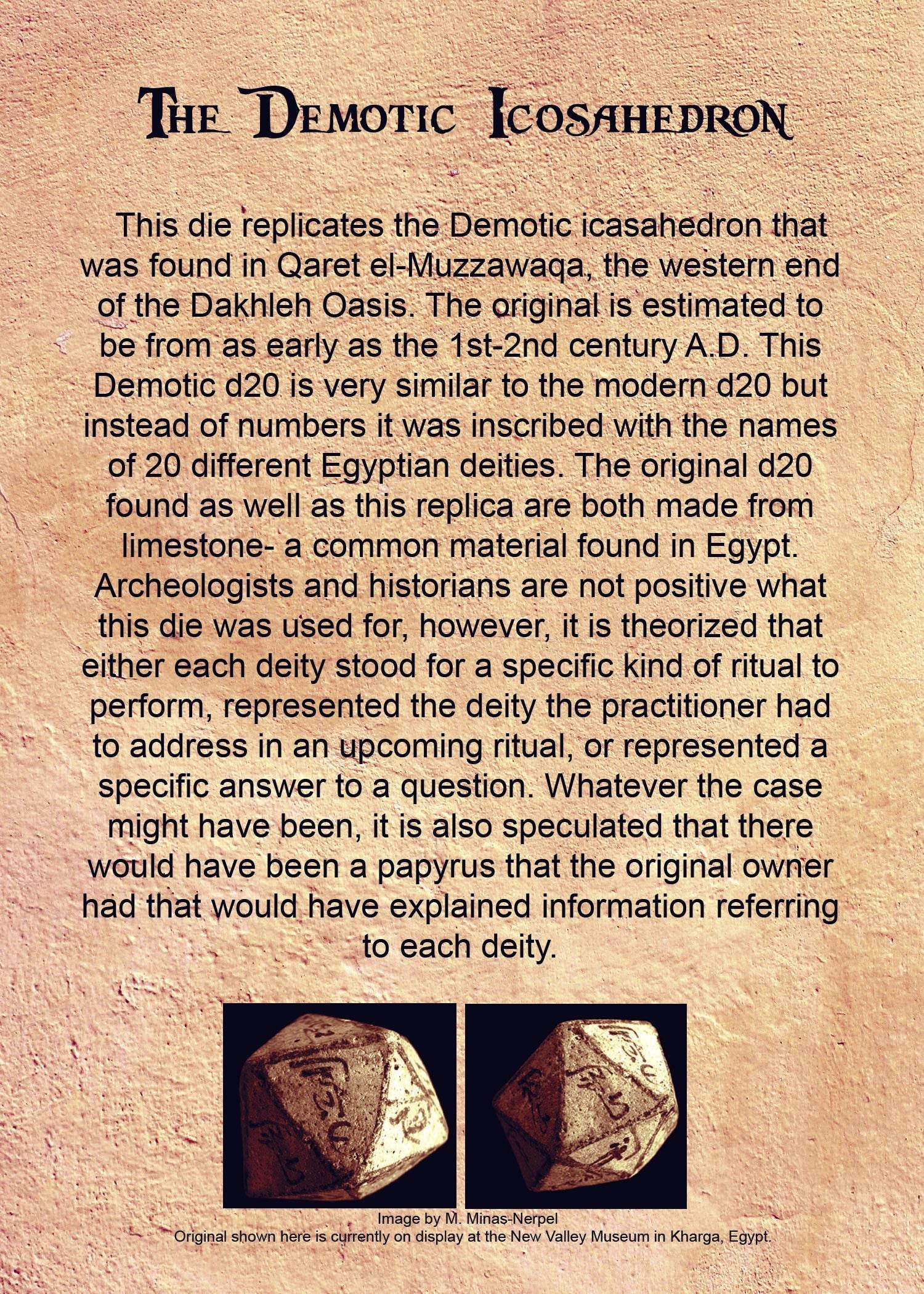 Demotic Limestone 30mm d20 - Dice Around the World Collection - 