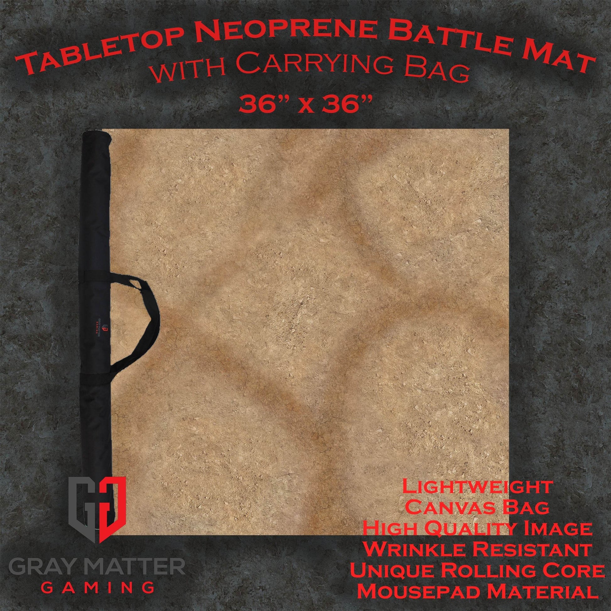 Desert Paths - Neoprene Battle Mat - Warhammer, AoS, 40K, Kill Team, MCP, Shatterpoint, Legion, More - 36x36