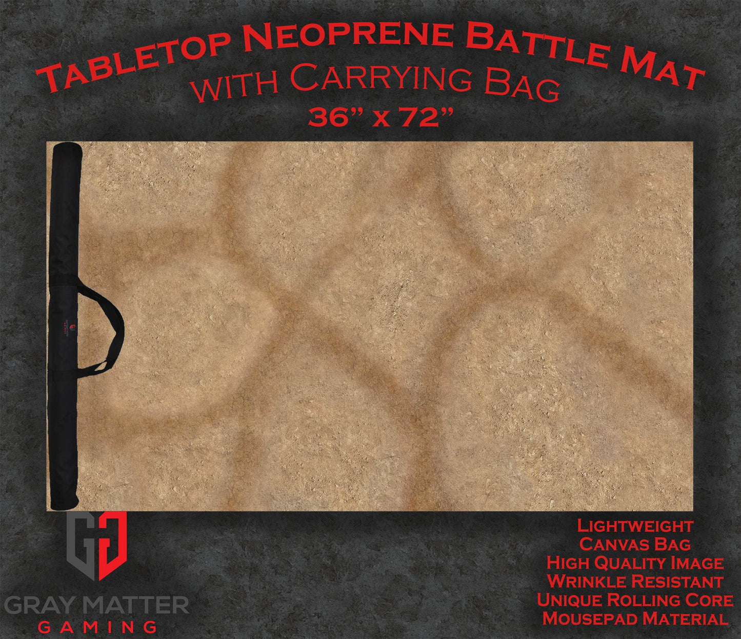 Desert Paths - Neoprene Battle Mat - Warhammer, AoS, 40K, Kill Team, MCP, Shatterpoint, Legion, More - 36x72