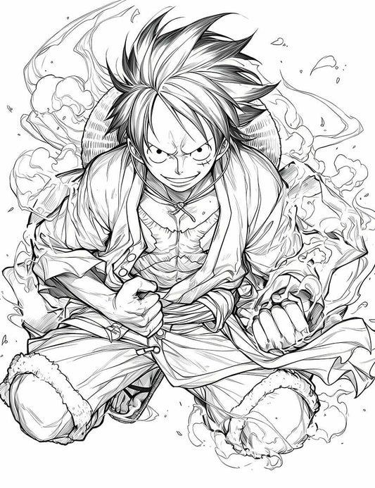 Determined Monkey D. Luffy Coloring Page | One Piece Power Art | Instant Digital Download | Iconic Luffy Printable
