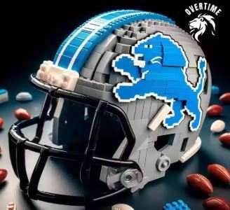 Detroit Lions Football Helmet Custom building blocks - 