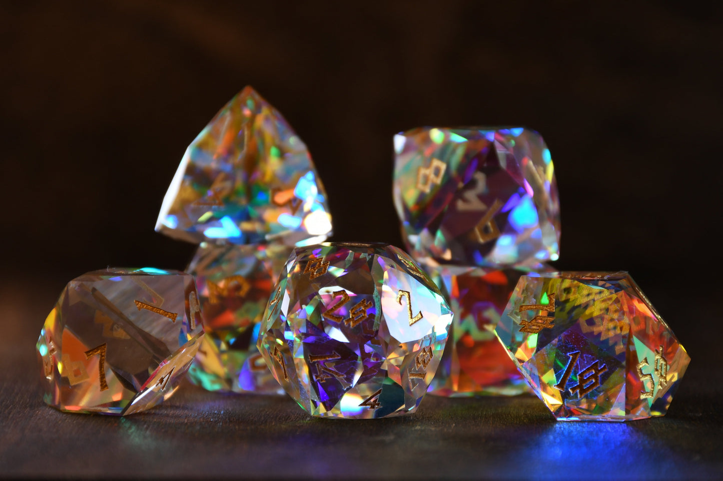 Diamond Prism Multifaceted Glass Dice Set 'PRE-ORDER | SPRING EVENT DEAL'