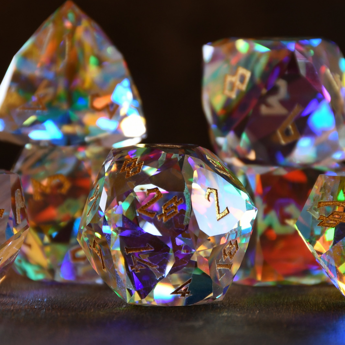 Diamond Prism Multifaceted Glass Dice Set 'PRE-ORDER | SPRING EVENT DEAL'