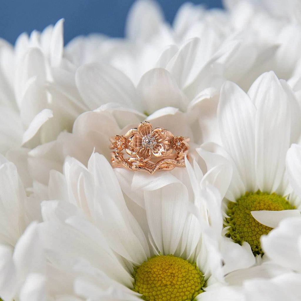 Disney X RockLove DISNEY MULAN Mulan Cherry Blossom Stacker Rings - Rose Gold Plated / Size 5