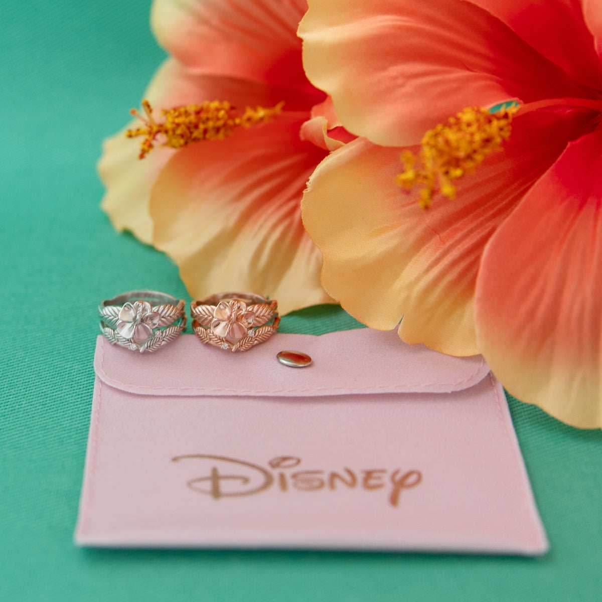 Disney X RockLove DISNEY MOANA Moana Hibiscus Stacker Rings - Rose Gold Plated / Size 5