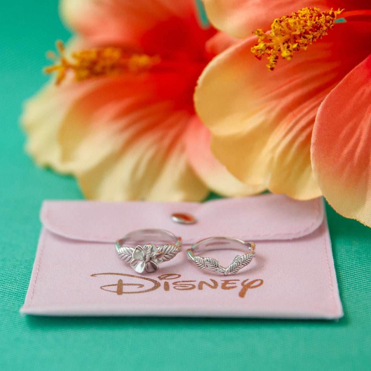Disney X RockLove DISNEY MOANA Moana Hibiscus Stacker Rings - Rose Gold Plated / Size 5