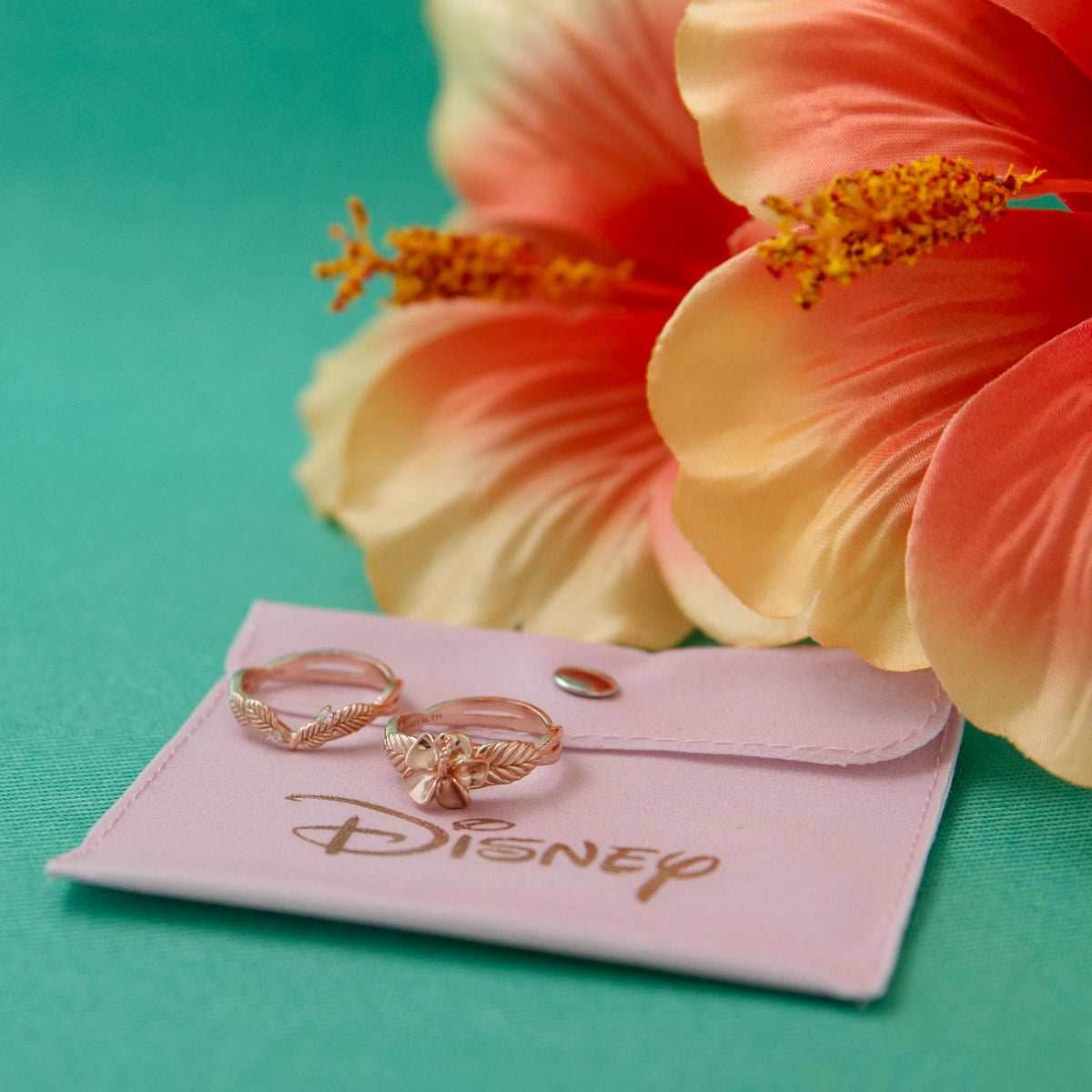 Disney X RockLove DISNEY MOANA Moana Hibiscus Stacker Rings - Rose Gold Plated / Size 5