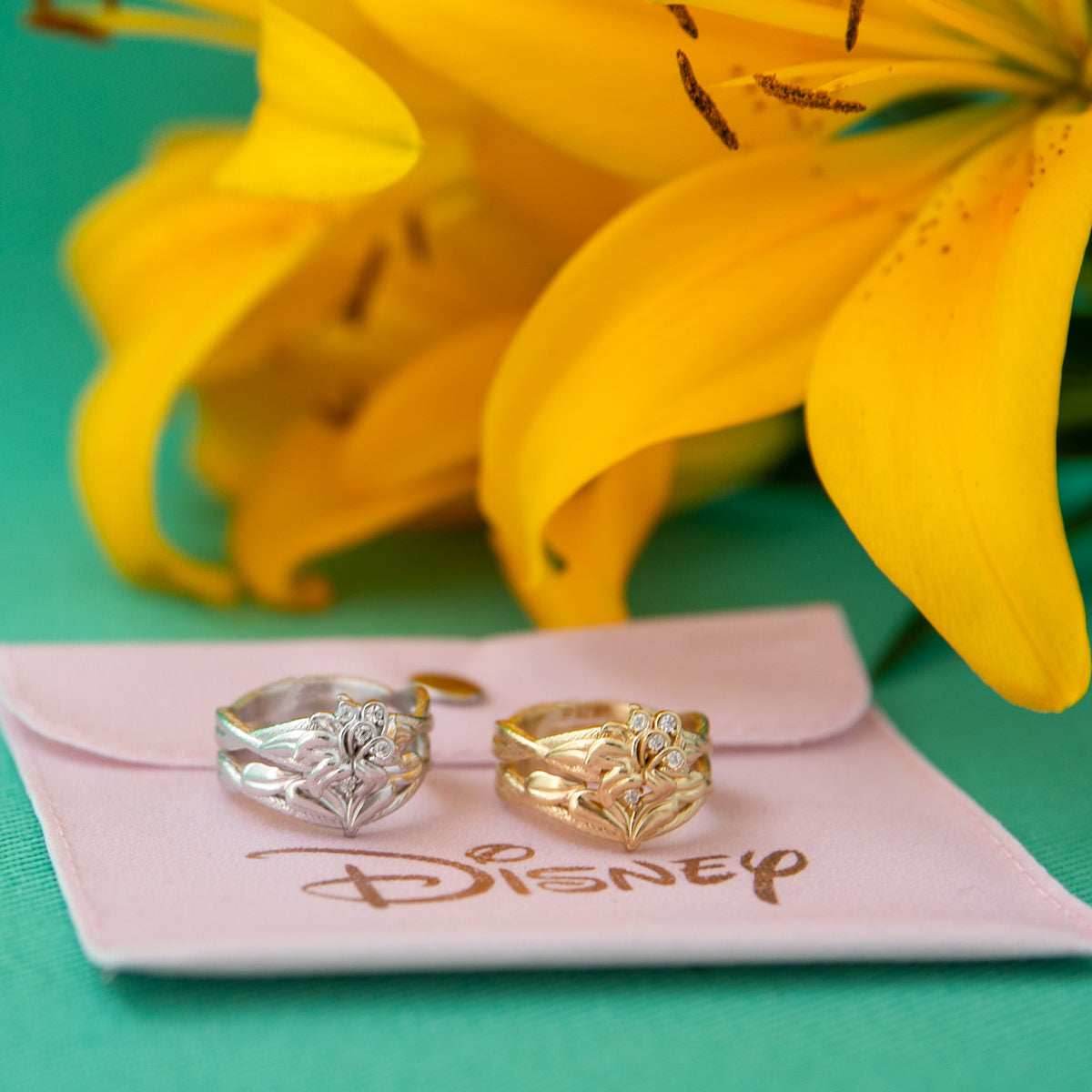 Disney X RockLove DISNEY TANGLED Rapunzel Sundrop Flower Stacker Rings - Yellow Gold Plated / Size 5