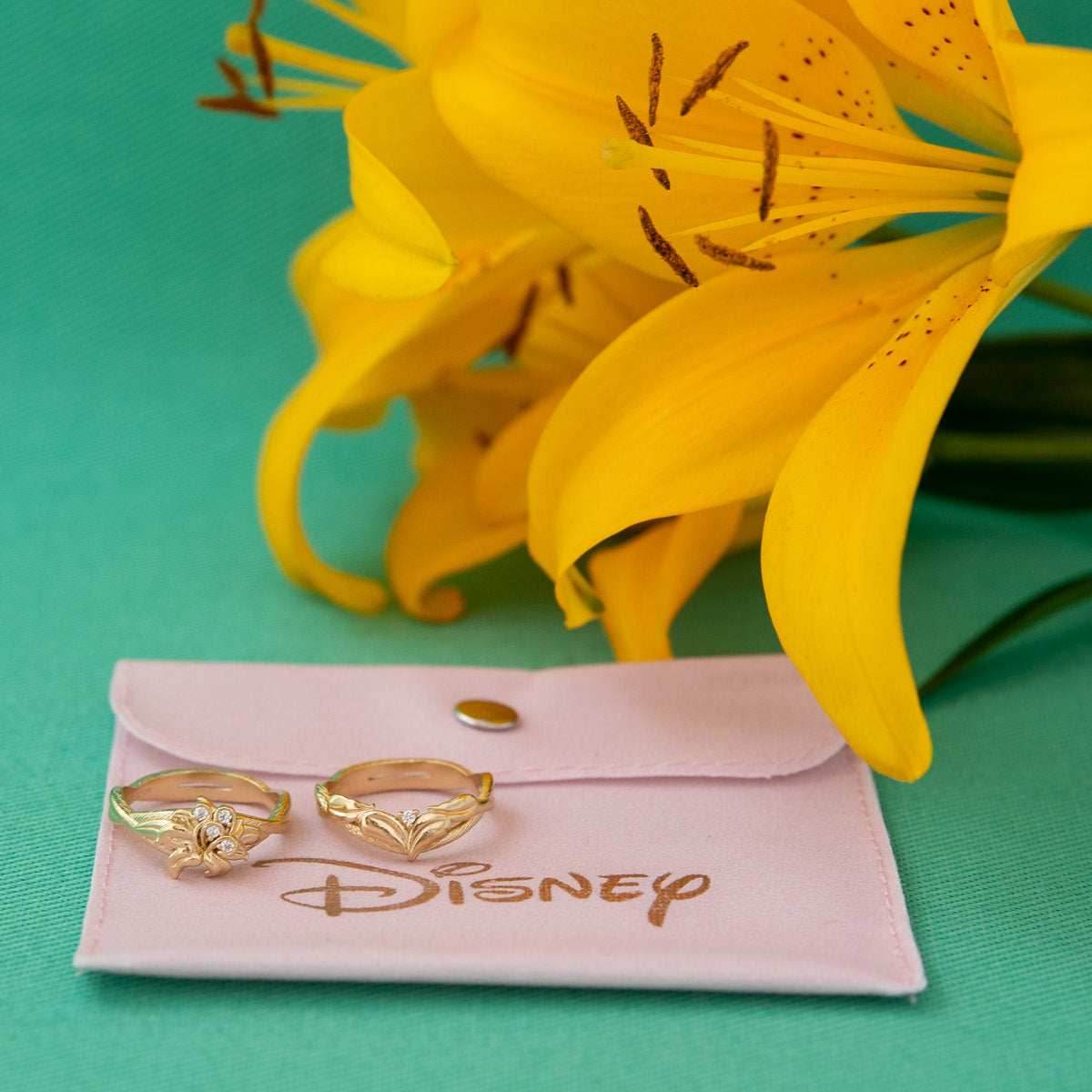 Disney X RockLove DISNEY TANGLED Rapunzel Sundrop Flower Stacker Rings - Yellow Gold Plated / Size 5