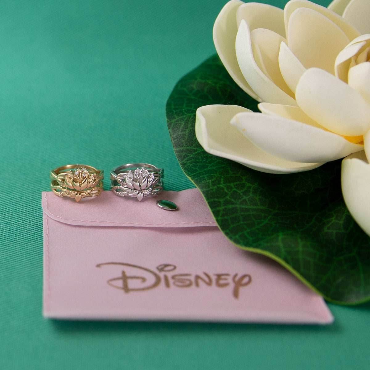 Disney X RockLove DISNEY THE PRINCESS AND THE FROG Tiana Water Lily Stacker Rings - Yellow Gold Plated / Size 5