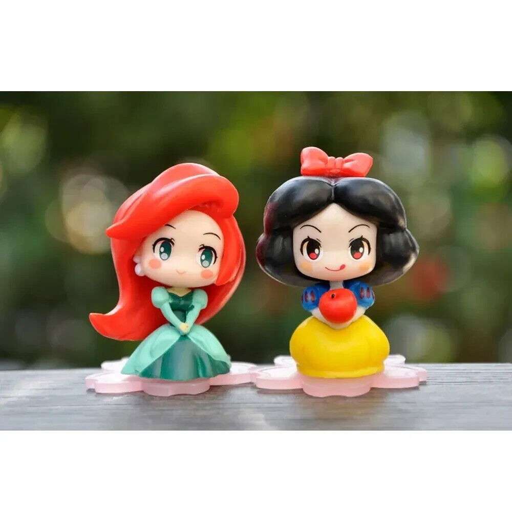 Disney 9 Pcs Set Figurines, Kawaii Rapunzel Snow White Jasmine Mulan Ariel 2 in