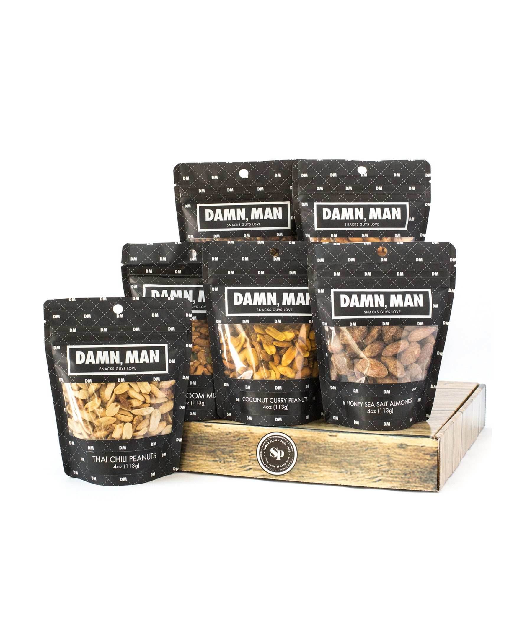 Manly Mixed Nuts Box – 6 Gourmet Nut Varieties | Handcrafted & Kettle-Cooked Snacks - 