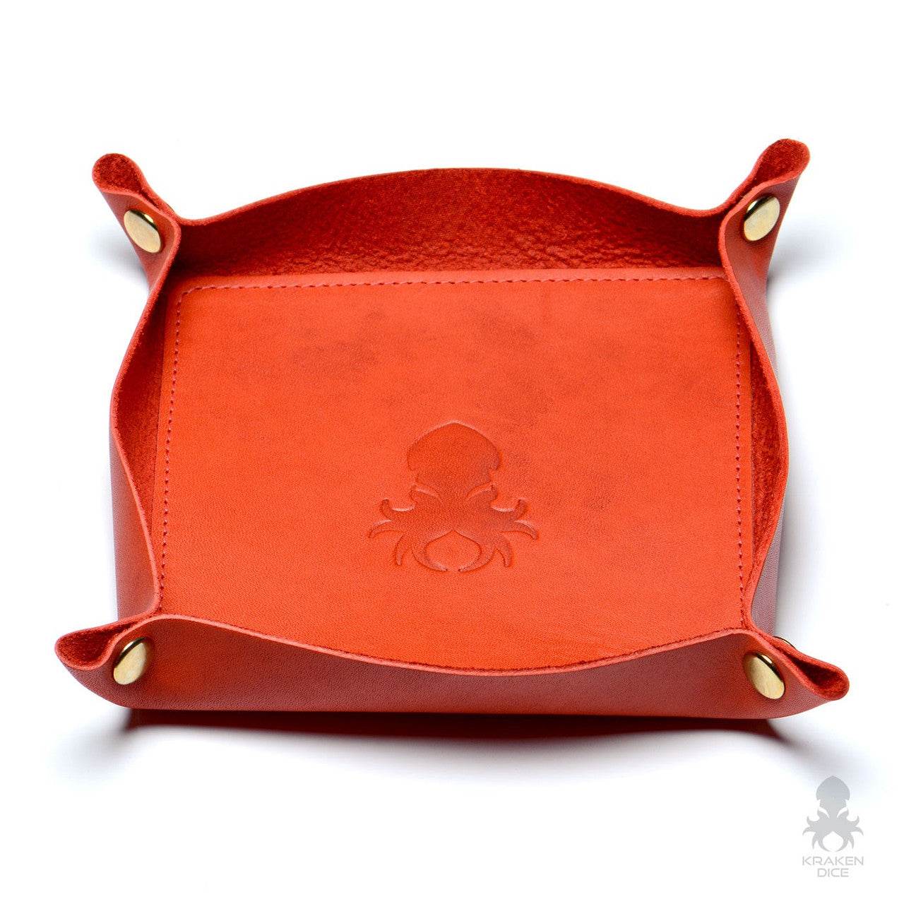 Kraken Dice Leather Dice Tray - Blood Orange