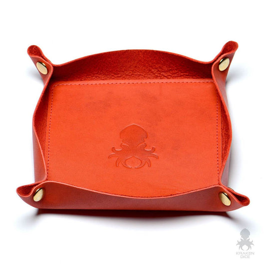 Kraken Dice Leather Dice Tray - Blood Orange