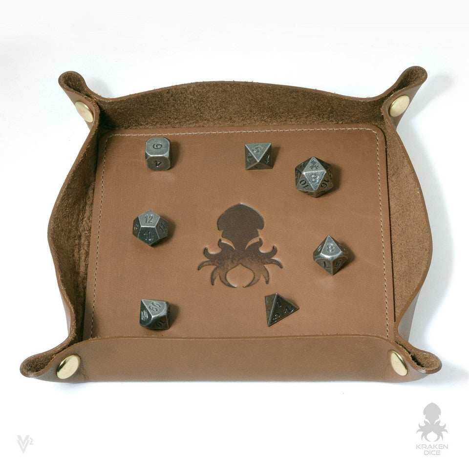 Kraken Dice Leather Dice Tray - Caramel