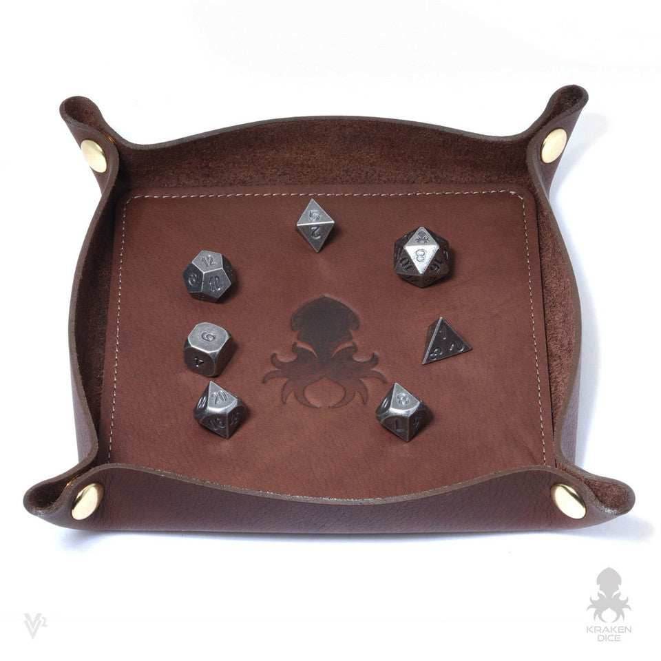 Kraken Dice Leather Dice Tray - Chocolate