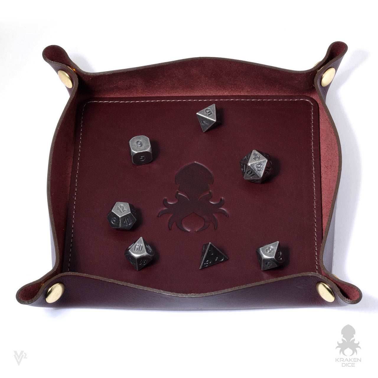 Kraken Dice Leather Dice Tray - Oxblood