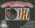 Warhammer 40k and AoS4 Neoprene Objective Markers - Hazard Stripes and Gears - Set of 6