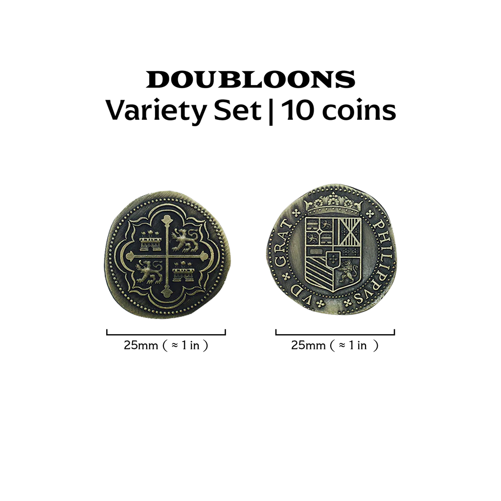 Adventure Coins – Pirate Doubloon Metal Coins Variety Pack Set of 10 Historical