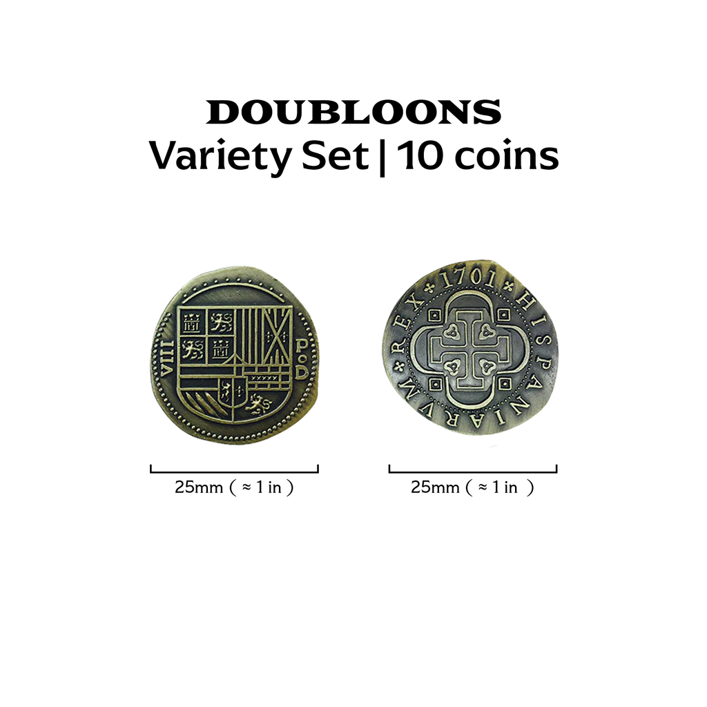 Adventure Coins – Pirate Doubloon Metal Coins Variety Pack Set of 10 Historical