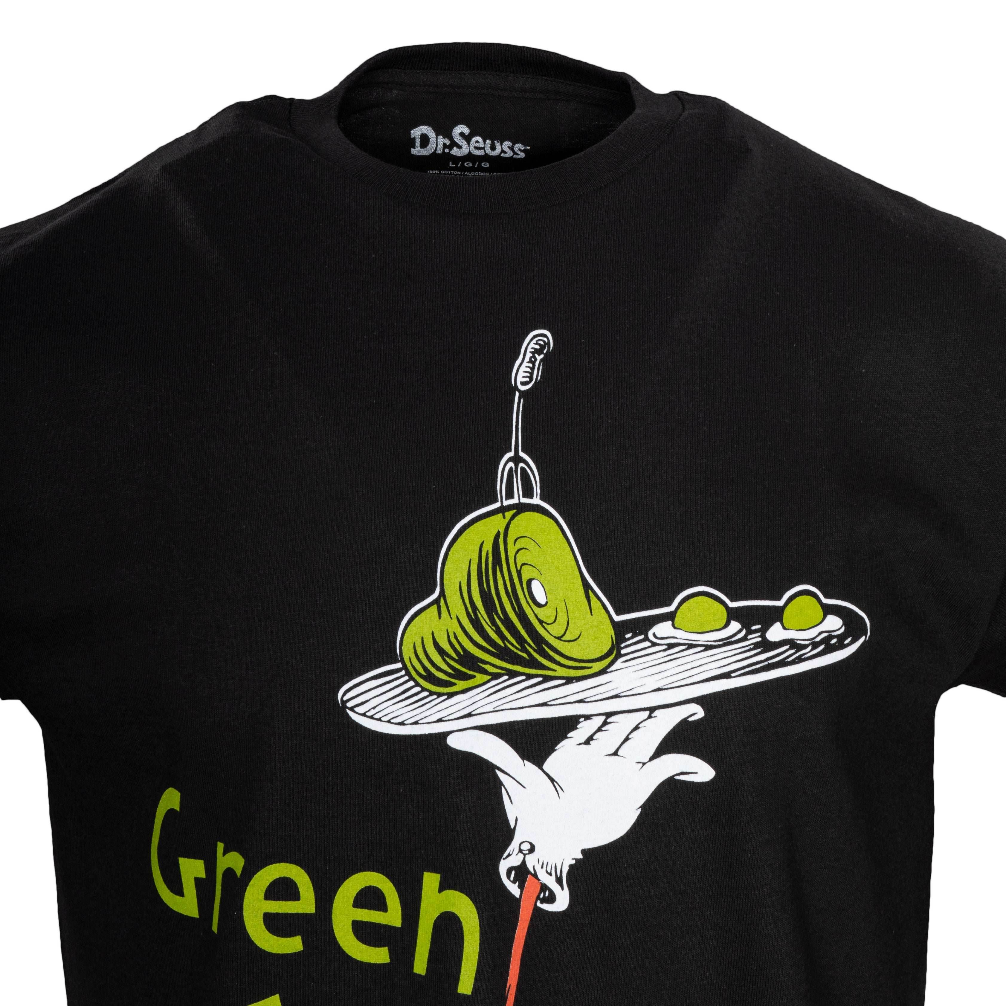 Dr Seuss Green Eggs and Ham Adult Short Sleeves Black T-Shirt - XS