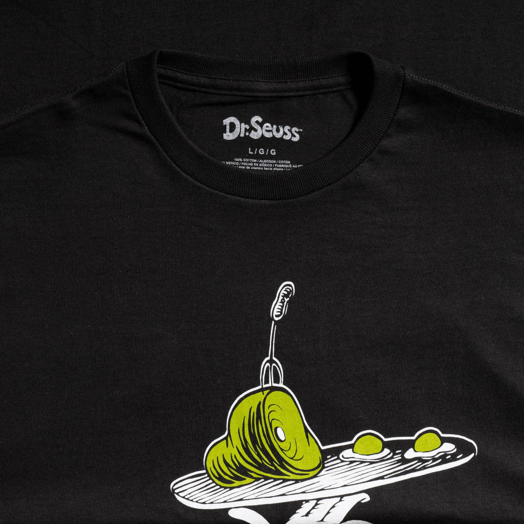 Dr Seuss Green Eggs and Ham Adult Short Sleeves Black T-Shirt - XS