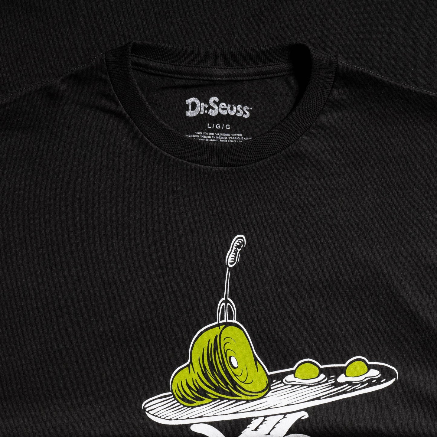 Dr Seuss Green Eggs and Ham Adult Short Sleeves Black T-Shirt - XS