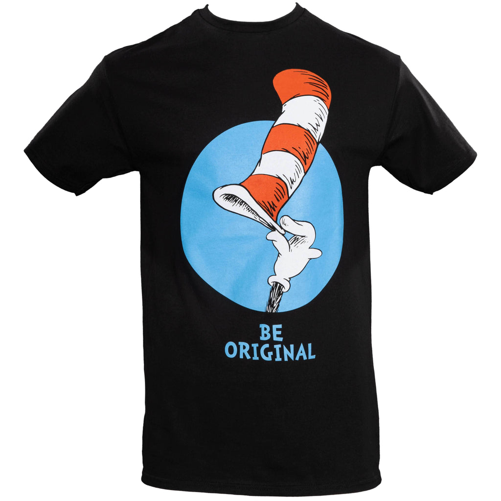 Dr Seuss Be Original Tip Hat Adult Short Sleeves Black T-Shirt - XS