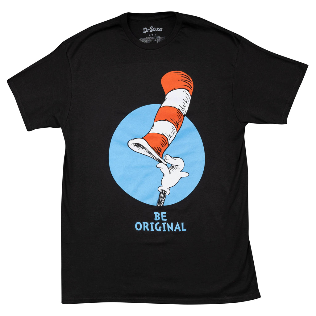 Dr Seuss Be Original Tip Hat Adult Short Sleeves Black T-Shirt - XS