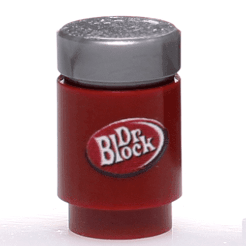Custom Printed Dr. Block Soda Can made using LEGO parts - 