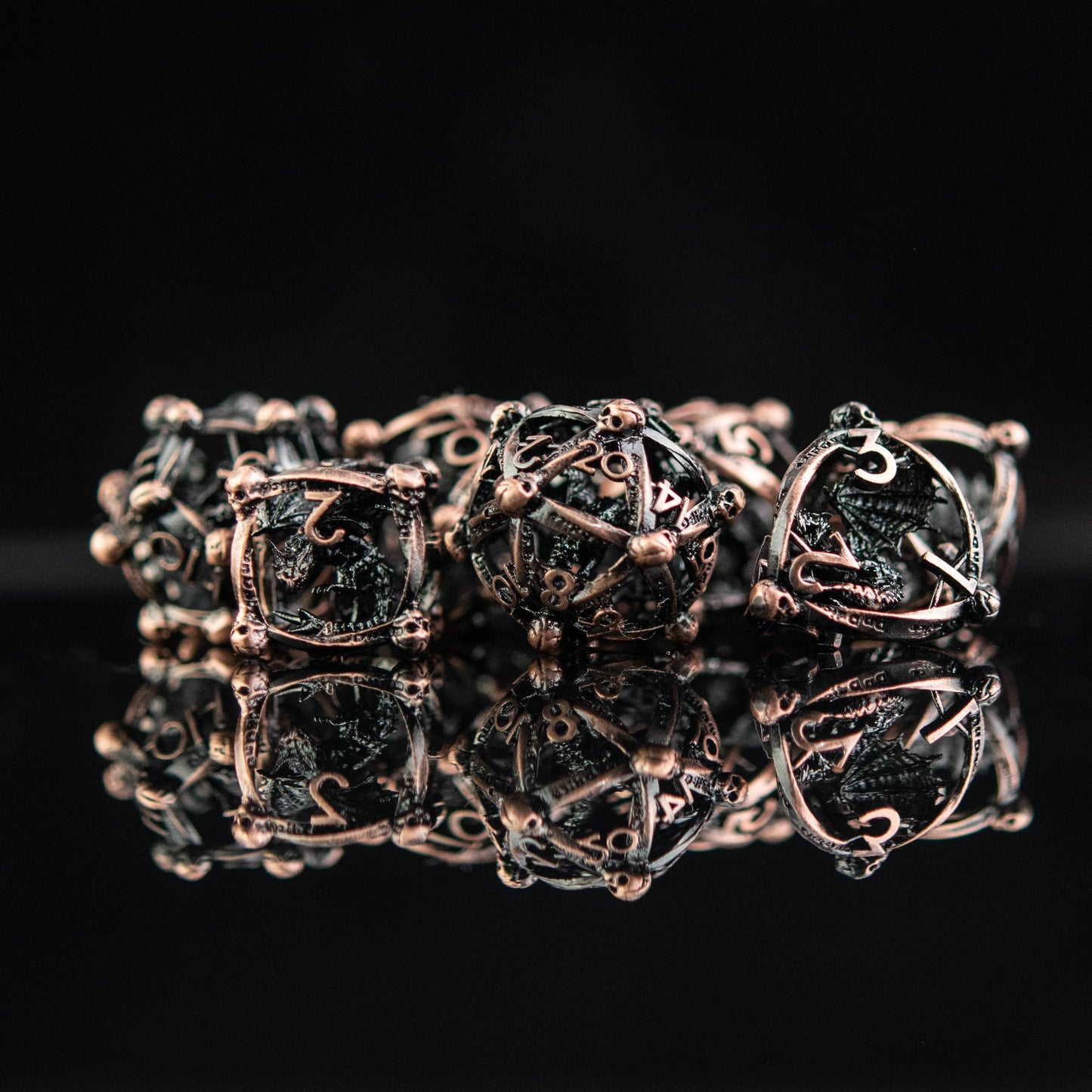 Draco Immortui Hollow Metal Dice Set - Bronze - 