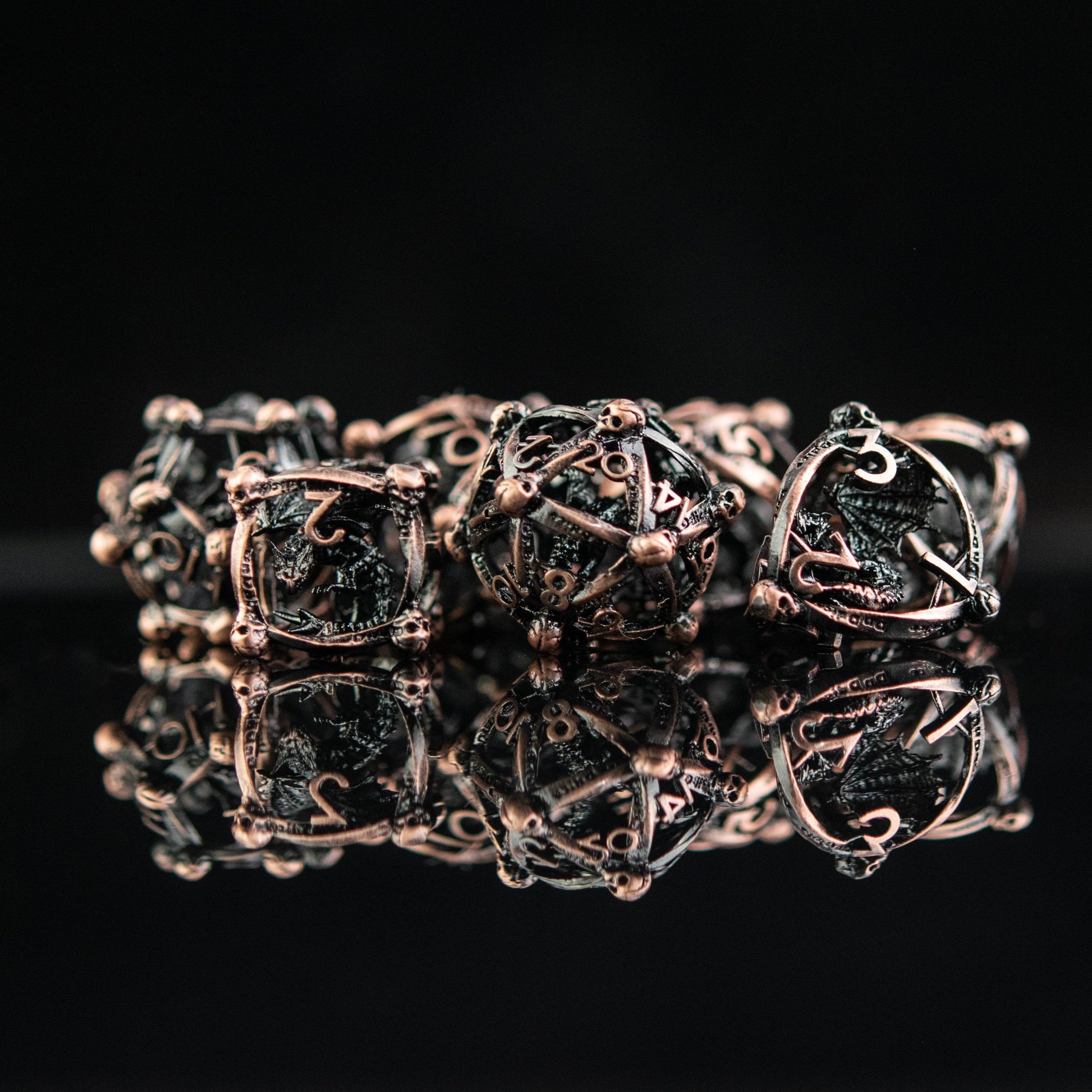 Draco Immortui Hollow Metal Dice Set - Bronze - 