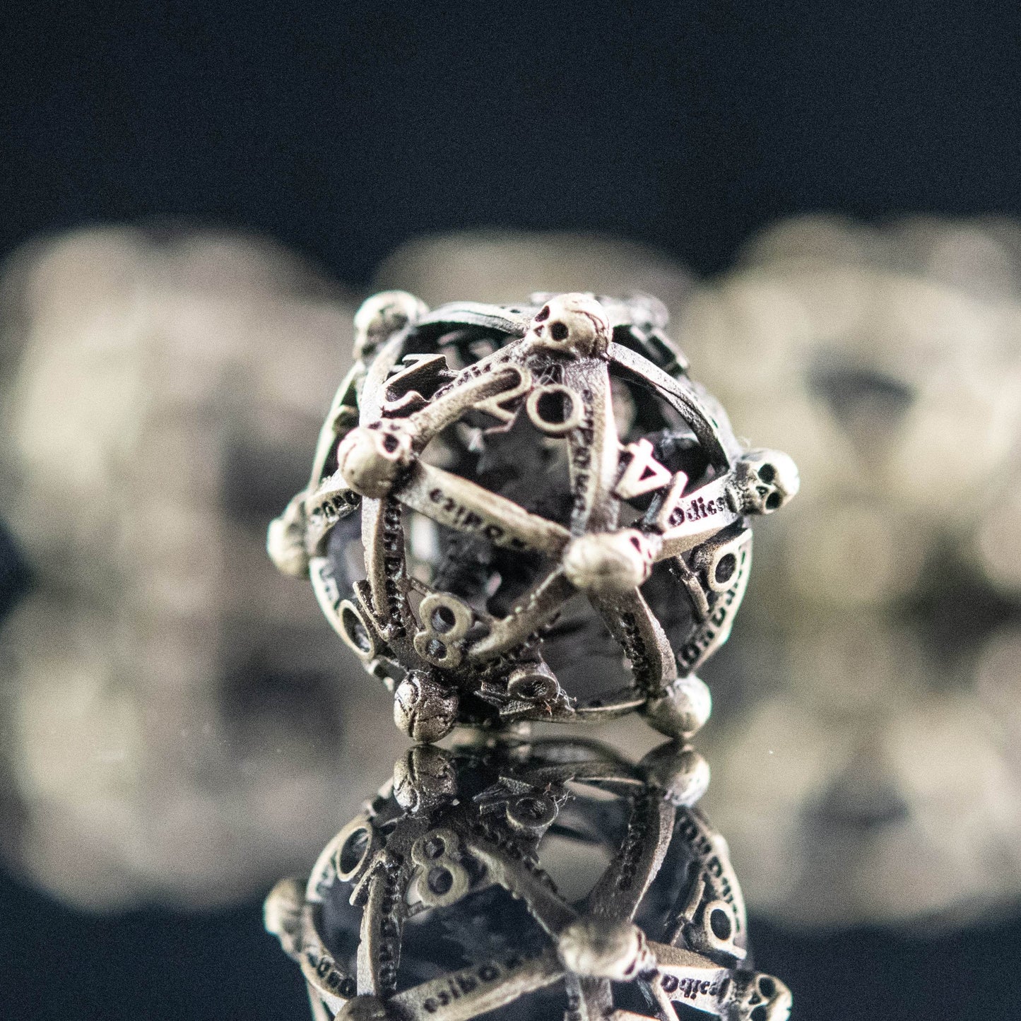 Draco Immortui Hollow Metal Dice Set - Champagne Gold - 