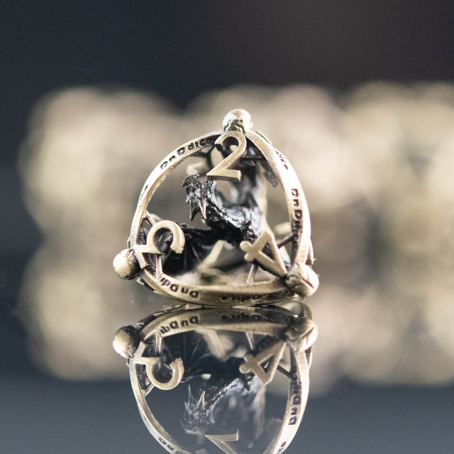 Draco Immortui Hollow Metal Dice Set - Champagne Gold - 