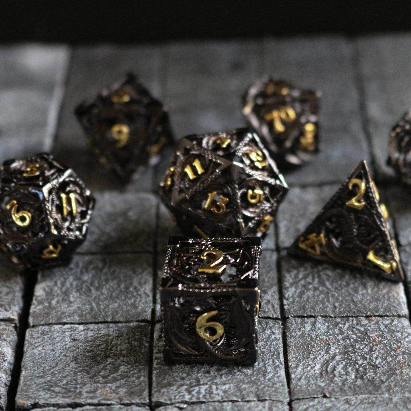 Dragon Hollow Black/Gold Metal DND Dice Set - Only 1 D20