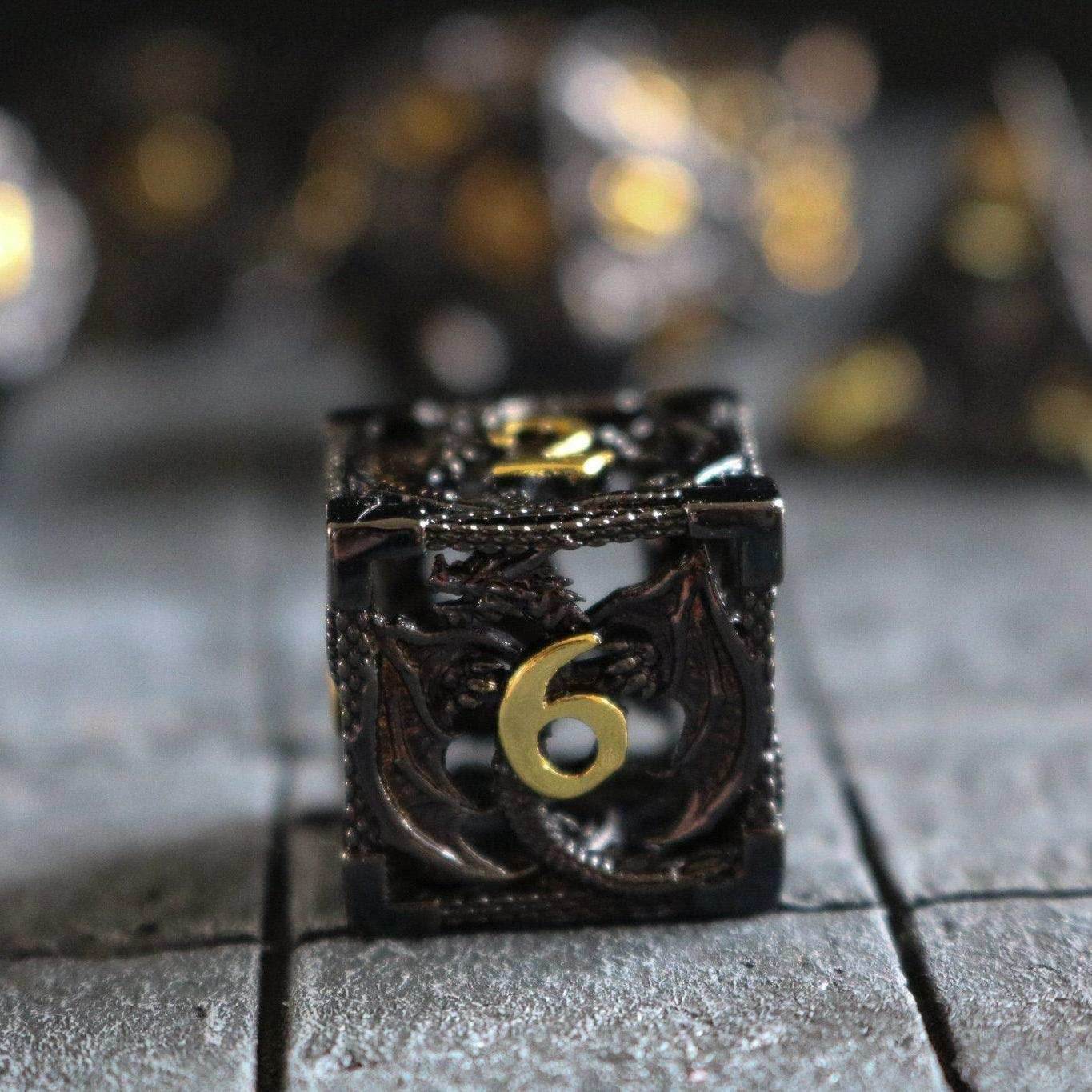 Dragon Hollow Black/Gold Metal DND Dice Set - Only 1 D20